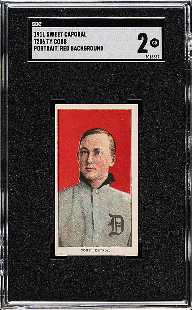 1909-1911 T206 White Border Ty Cobb Portrait Red Background SGC GOOD 2