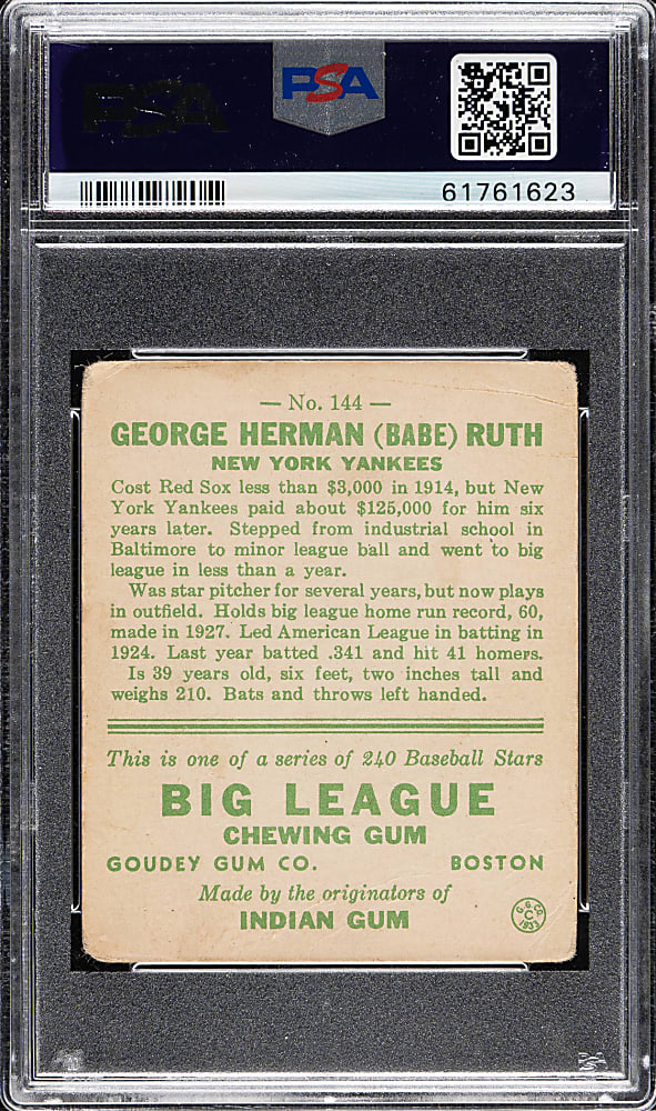 1933 R319 Goudey #144 Babe Ruth PSA GOOD 2