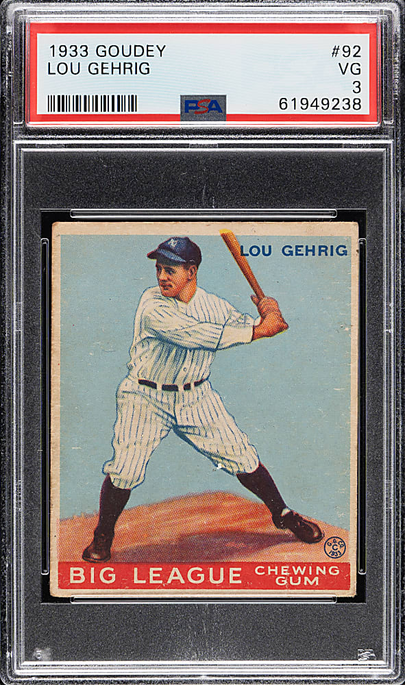 1933 R319 Goudey #92 Lou Gehrig PSA VG 3