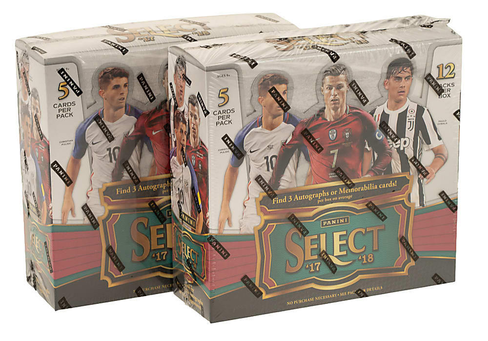 2017-2018 Panini Select Soccer Factory-Sealed Unopened Hobby Box Pair (2 Boxes, 24 Packs) - Kylian Mbappe Rookie Year