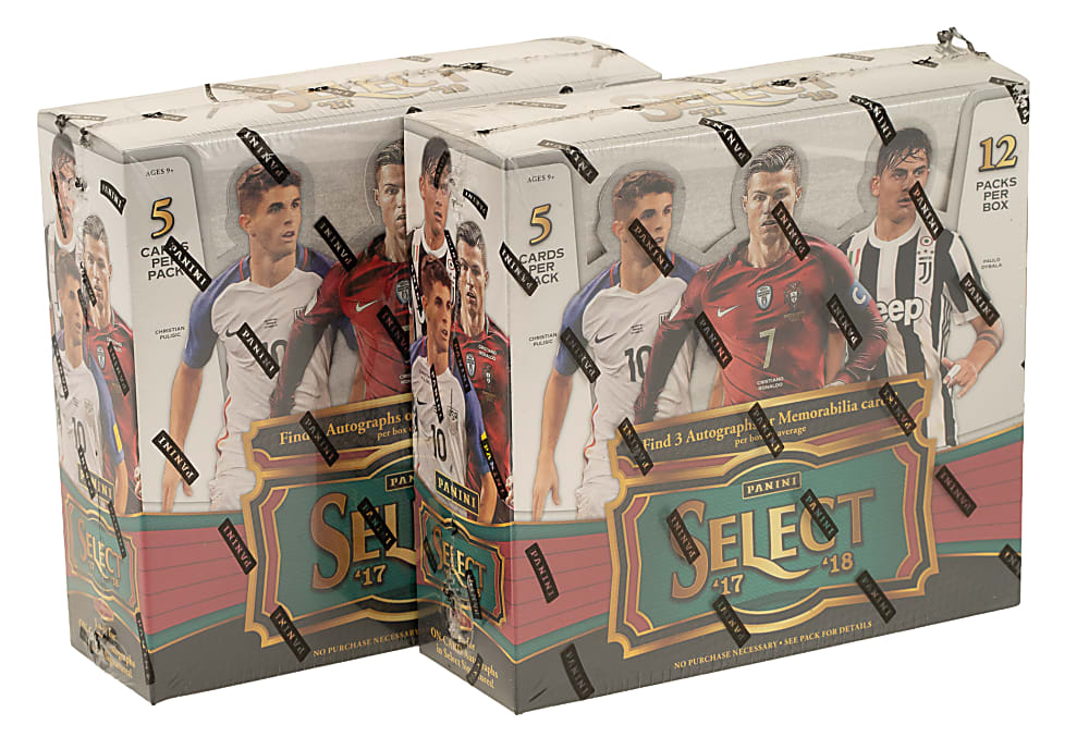 2017-2018 Panini Select Soccer Factory-Sealed Unopened Hobby Box Pair (2 Boxes, 24 Packs) - Kylian Mbappe Rookie Year