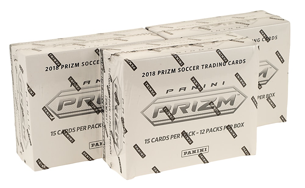 2018-2019 Panini Prizm FIFA World Cup Soccer Factory-Sealed Unopened Fat Pack Jumbo Hobby Box Trio (3 Boxes, 36 Packs)