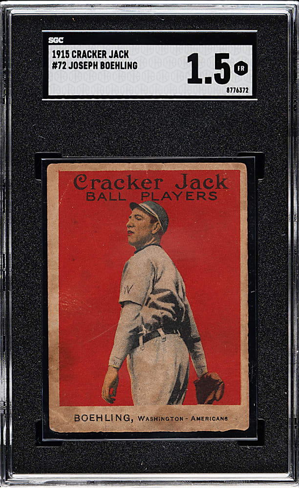 1915 E145 Cracker Jack #72 Joseph Boehling SGC FAIR 1.5