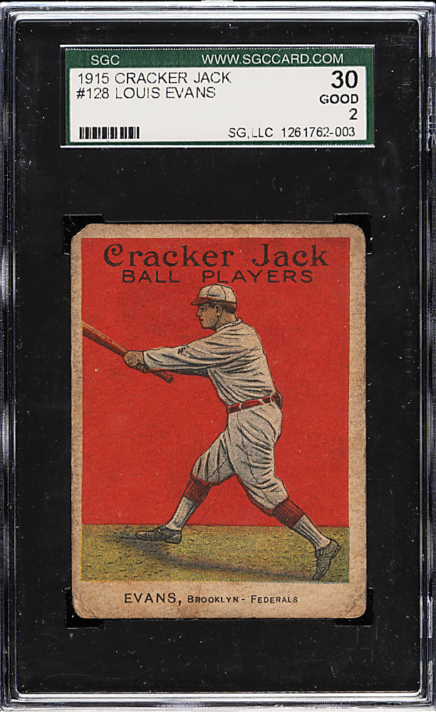 1915 E145 Cracker Jack #128 Louis Evans SGC GOOD 30