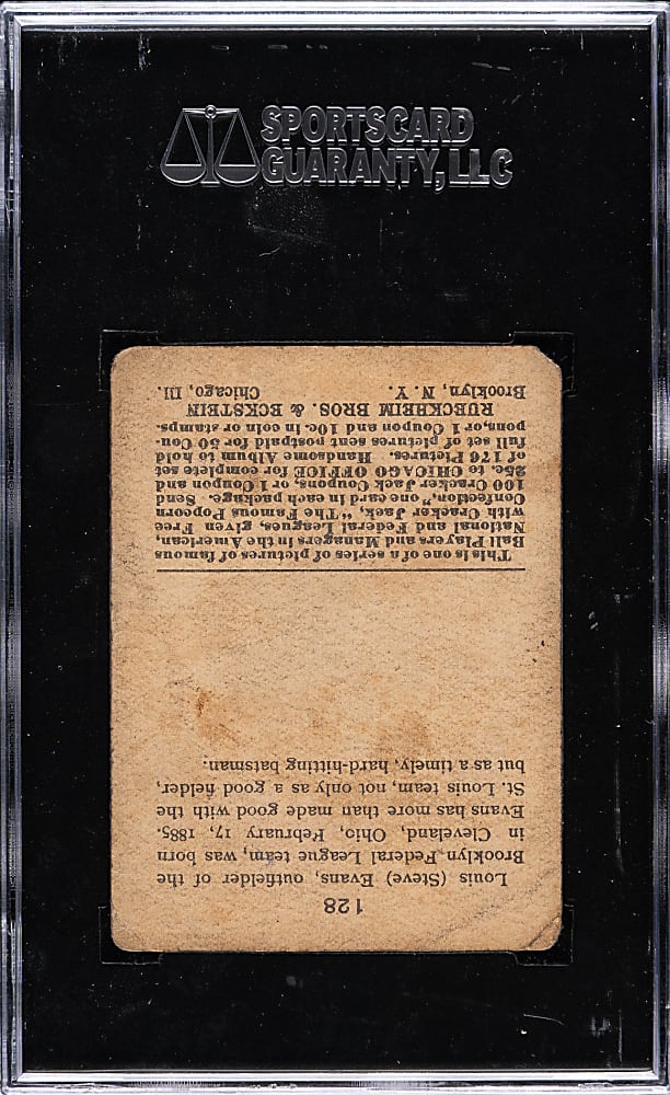 1915 E145 Cracker Jack #128 Louis Evans SGC GOOD 30