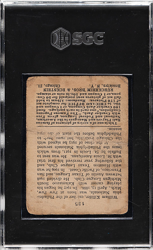 1915 E145 Cracker Jack #135 William Killifer SGC POOR 1