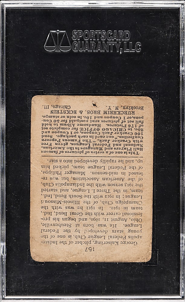 1915 E145 Cracker Jack #157 George Kaiserling SGC POOR 10