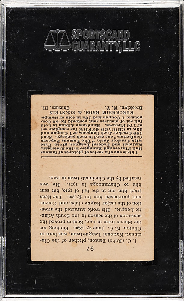 1915 E145 Cracker Jack #97 J. C. Benton SGC VG/EX 50