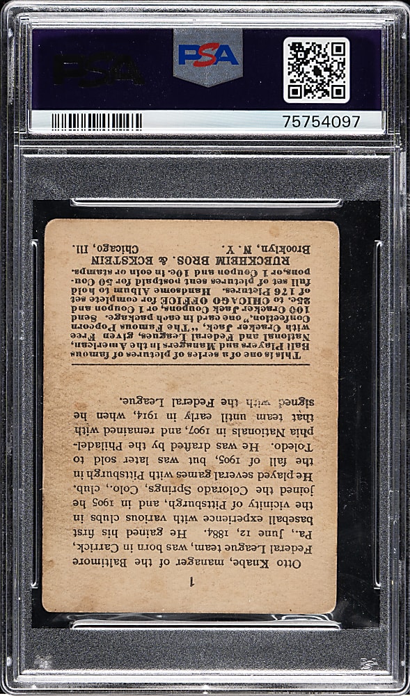 1915 E145 Cracker Jack #1 Otto Knabe PSA GOOD 2 (MK)