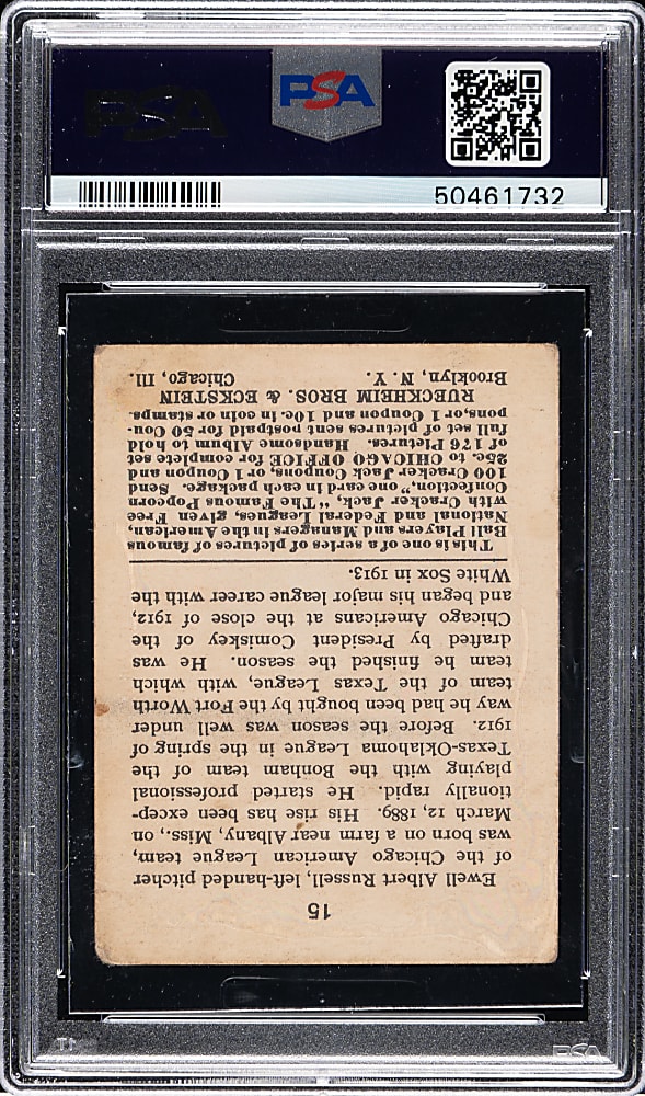 1915 E145 Cracker Jack #15 Ewell Russell PSA GOOD 2