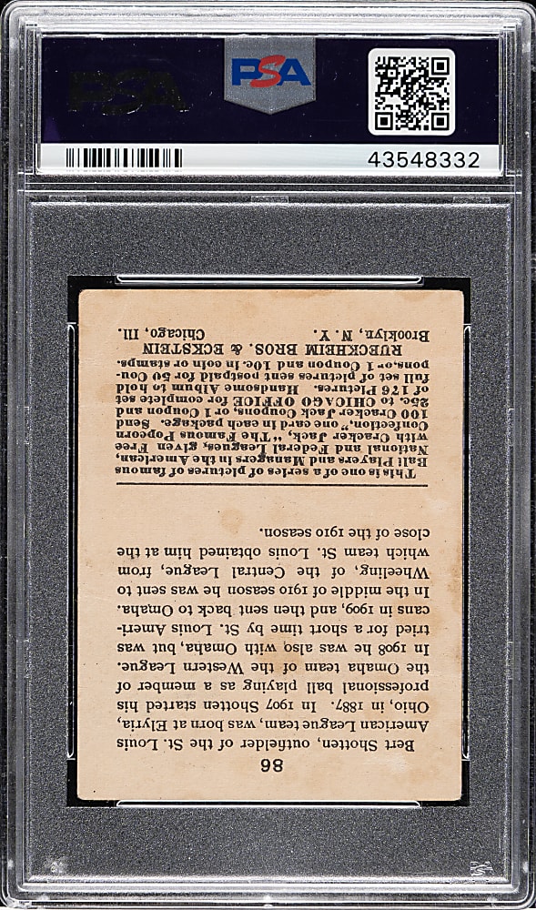 1915 E145 Cracker Jack #86 Burt Shotten PSA POOR 1