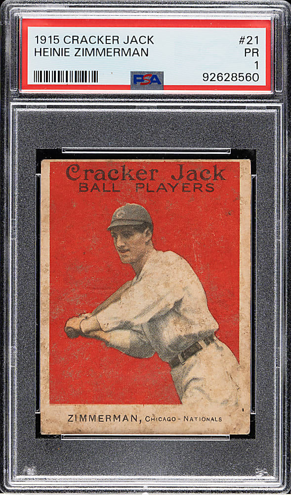 1915 E145 Cracker Jack #21 Heinie Zimmerman PSA POOR 1
