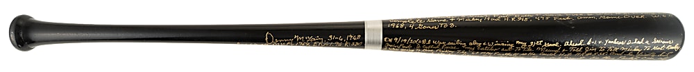 Denny McLain Signed Bat with Handwritten Story of Giving Up Mantle's 535th Home Run and Career Accolades Inscriptions - JSA