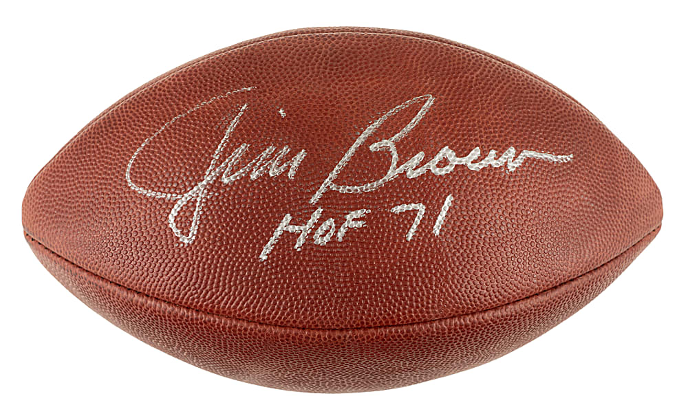 Jim Brown Signed Football with "HOF 71" Inscription - SGC