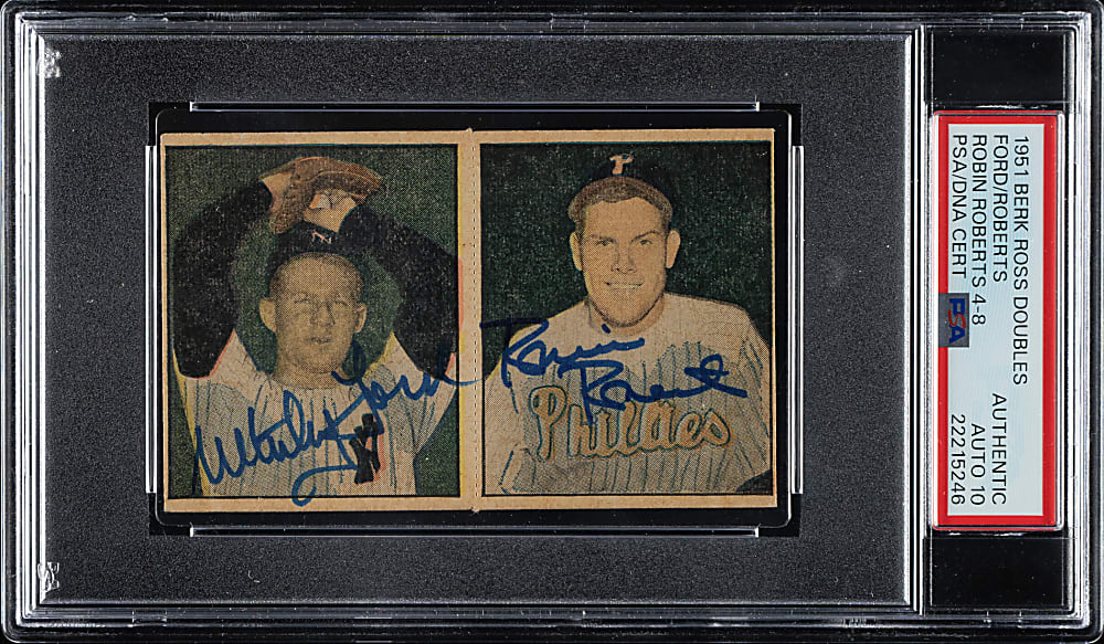 Signed 1951 Berk Ross Panel #4-5/4-8 Whitey Ford and Robin Roberts PSA/DNA GEM MINT 10