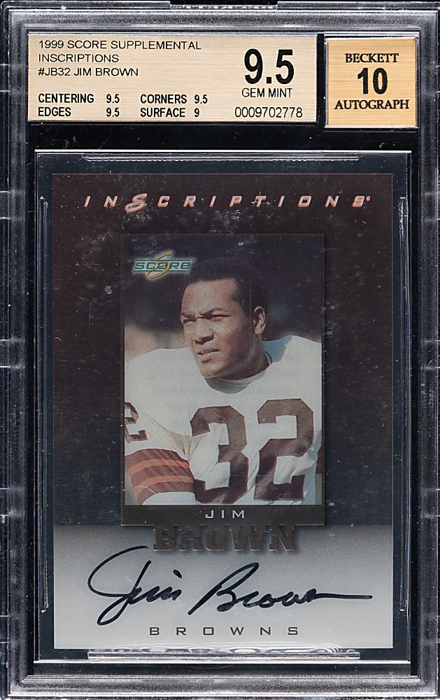 1999 Score Supplemental Inscriptions #JB-32 Jim Brown BGS GEM MINT 9.5 with GEM 10 Signature