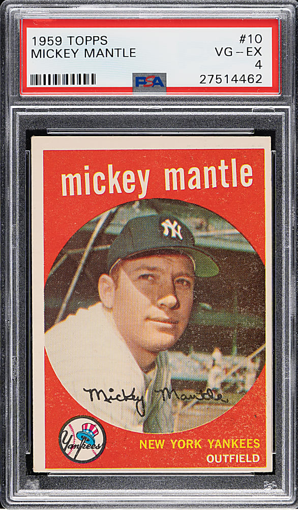 1959 Topps #10 Mickey Mantle PSA VG-EX 4
