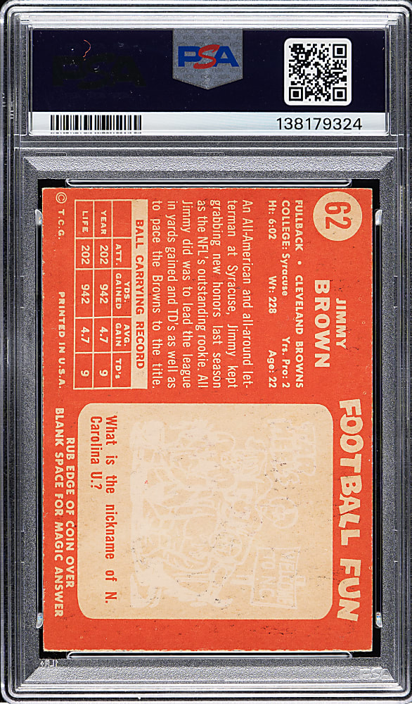 1958 Topps Football #62 Jim Brown Rookie PSA EX 5