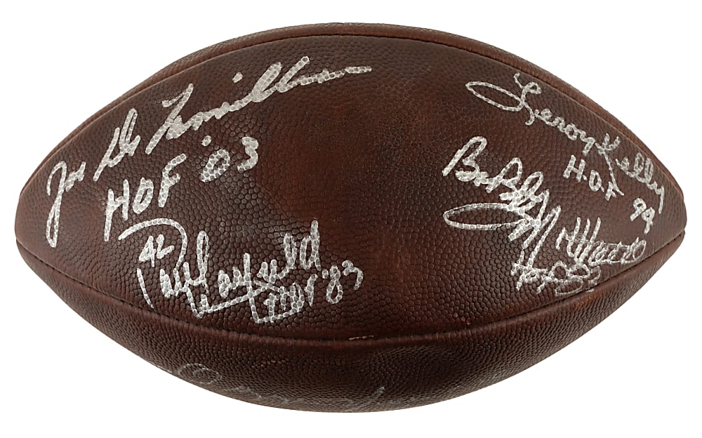 Cleveland Browns Hall of Famer Multi-Signed Football Including Jim Brown, Paul Warfield, and Leroy Kelly - JSA