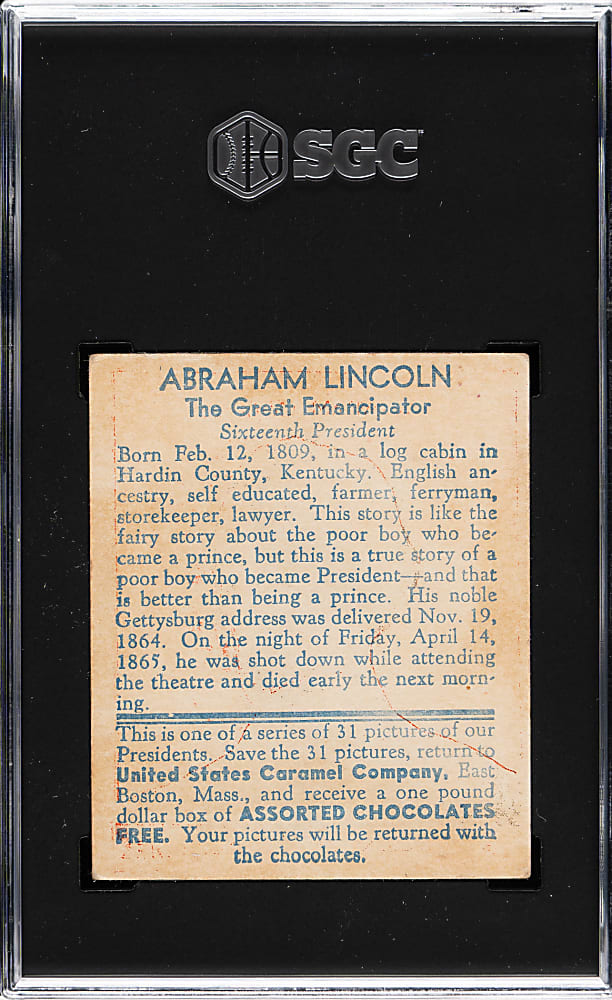 1932 R114 U.S. Caramel "Presidents" Abraham Lincoln SGC VG 3