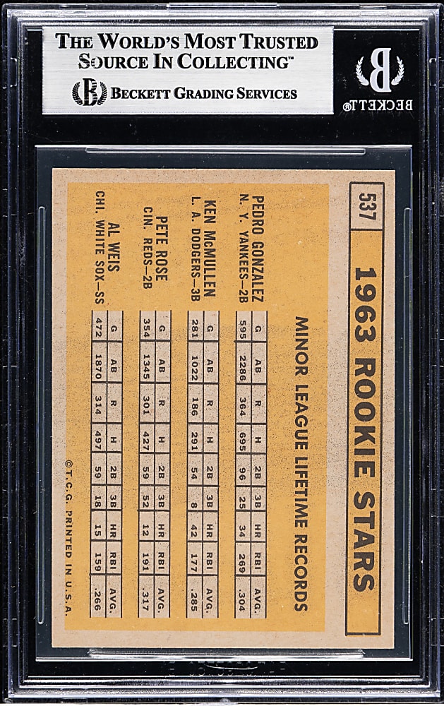1963 Topps #537 Pete Rose Rookie BGS EX-MT+ 6.5