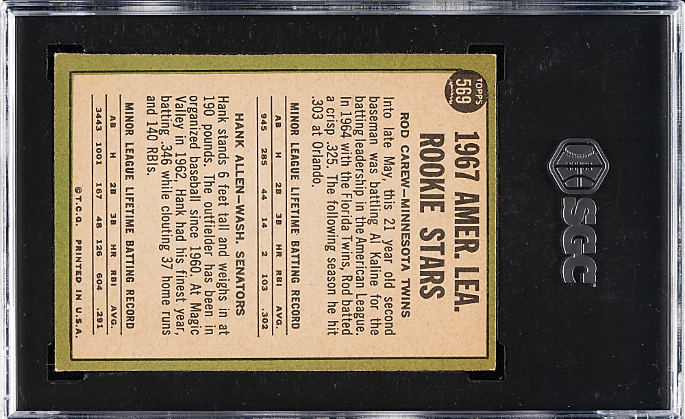 1967 Topps #569 Rod Carew Rookie SGC EX 5