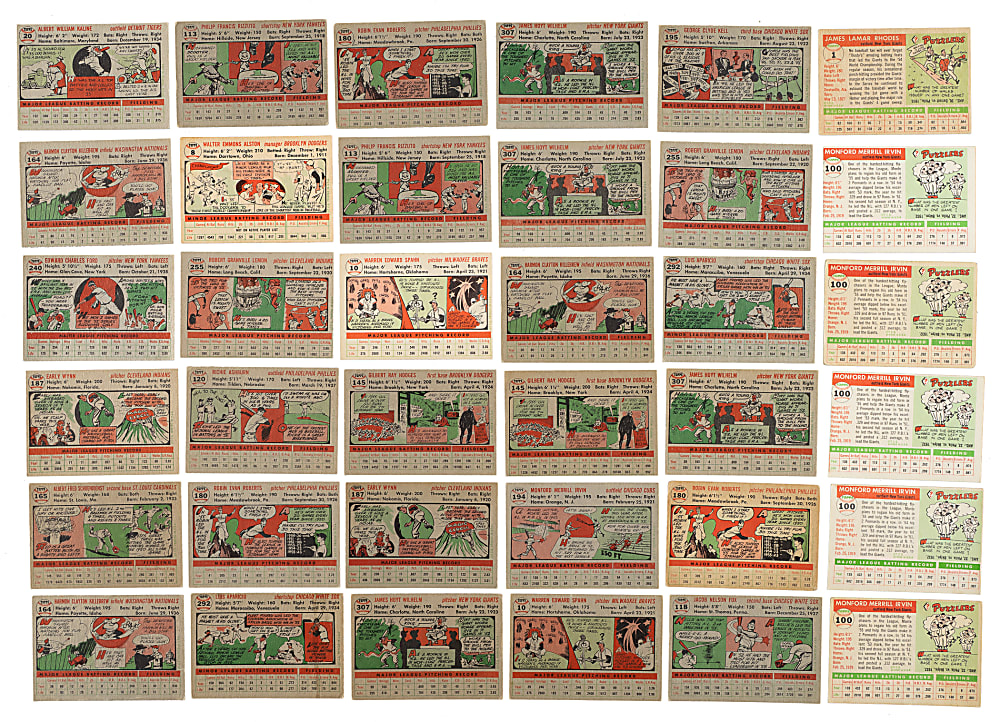 1955 and 1956 Topps Collection (514) with 40 Hall of Famers Including Banks, Berra, and Kaline