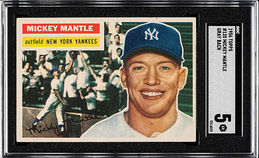 1956 Topps #135 Mickey Mantle Gray Back SGC EX 5