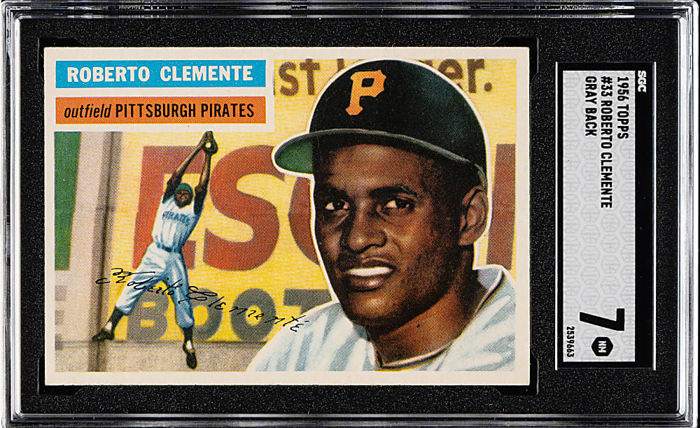 1956 Topps #33 Roberto Clemente Gray Back SGC NM 7
