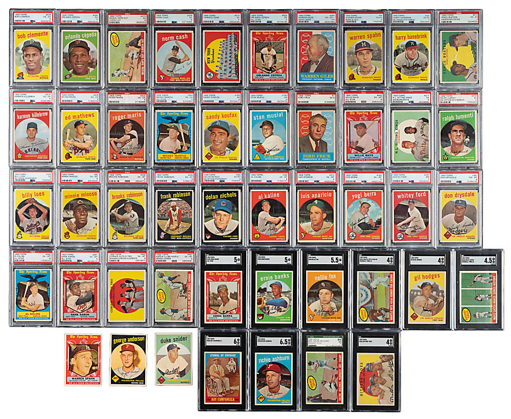 1959 Topps Complete Set (572) Including 87 PSA- and SGC-Graded Cards Plus Five Variations