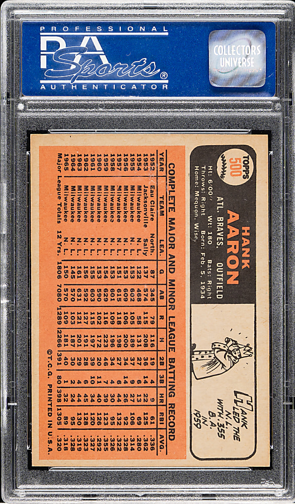 1966 Topps #500 Hank Aaron PSA NM-MT 8