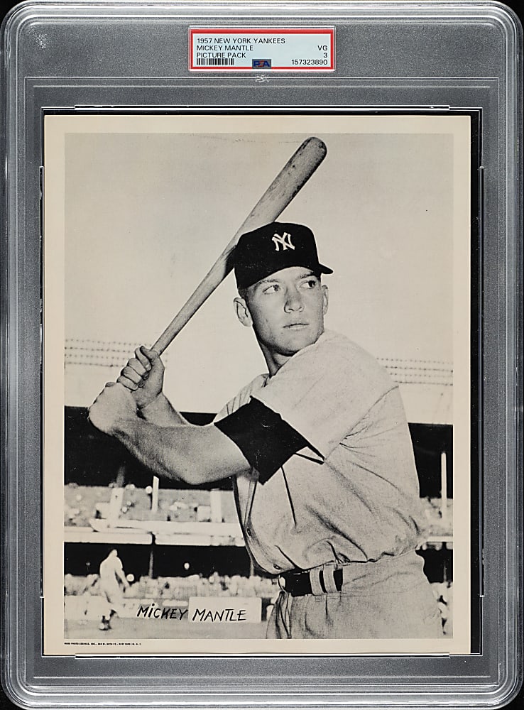 1957 New York Yankees Picture Pack Mickey Mantle PSA VG 3