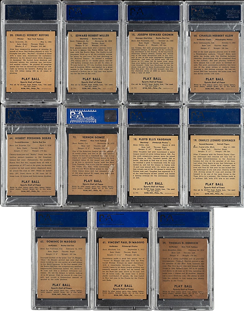 1941 R336 Play Ball Complete Set (72): #11 PSA Set Registry (6.01 GPA)