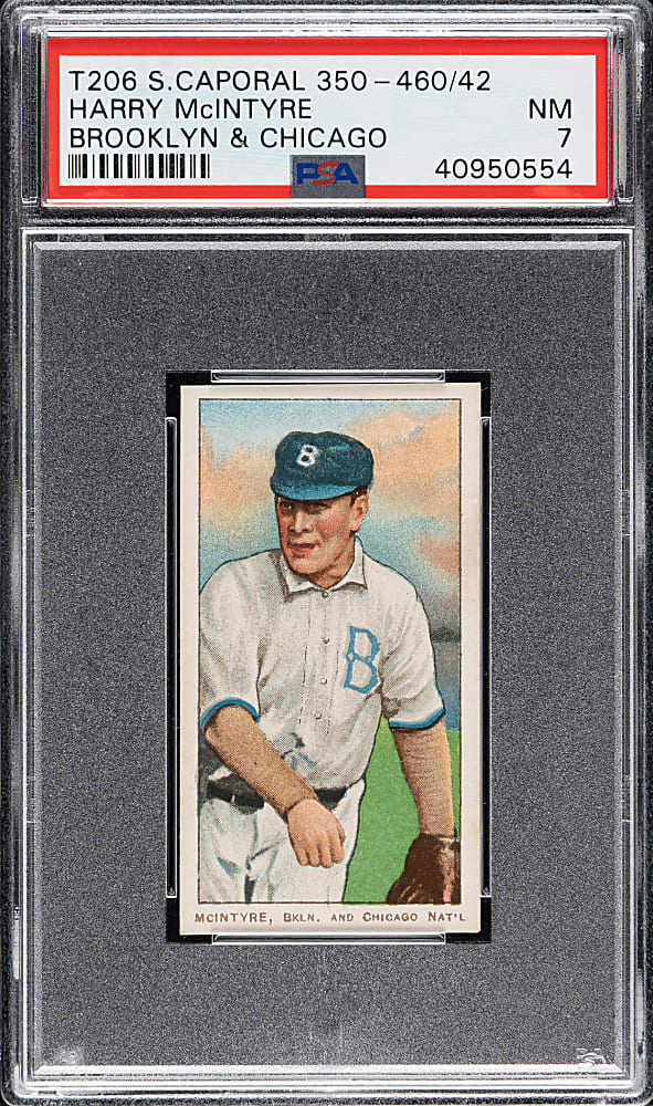 1909-1911 T206 White Border Harry McIntyre Brooklyn & Chicago PSA NM 7