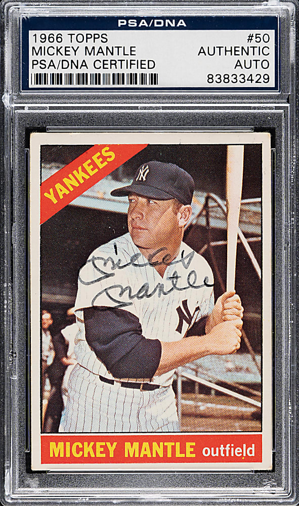 Signed 1966 Topps #50 Mickey Mantle - PSA/DNA