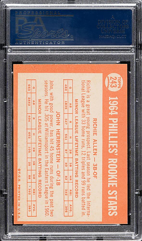 1964 Topps #243 Richie Allen Rookie PSA MINT 9
