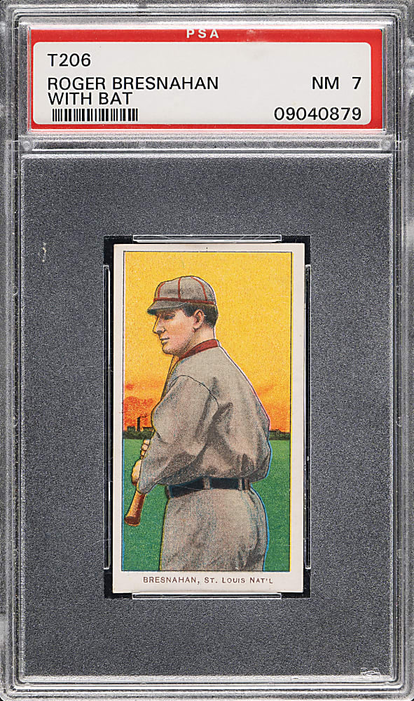 1909-1911 T206 White Border Roger Bresnahan with Bat PSA NM 7