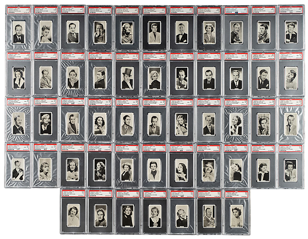 1939 R. J. Lea "Famous Film Stars" PSA-Graded Complete Set (54)