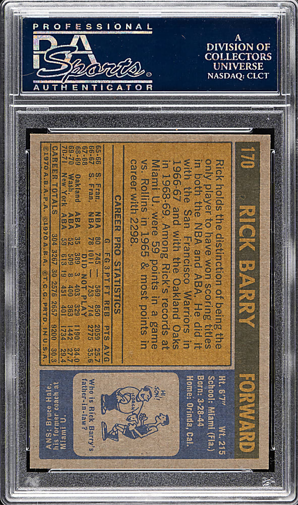 1971-1972 Topps Basketball #170 Rick Barry Rookie PSA NM-MT+ 8.5