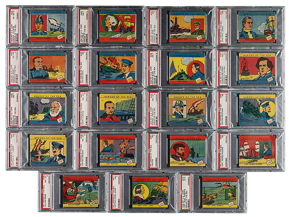 1939 R67 W.S. Corporation Heroes of the Sea PSA-Graded Near-Complete Set (23/24)