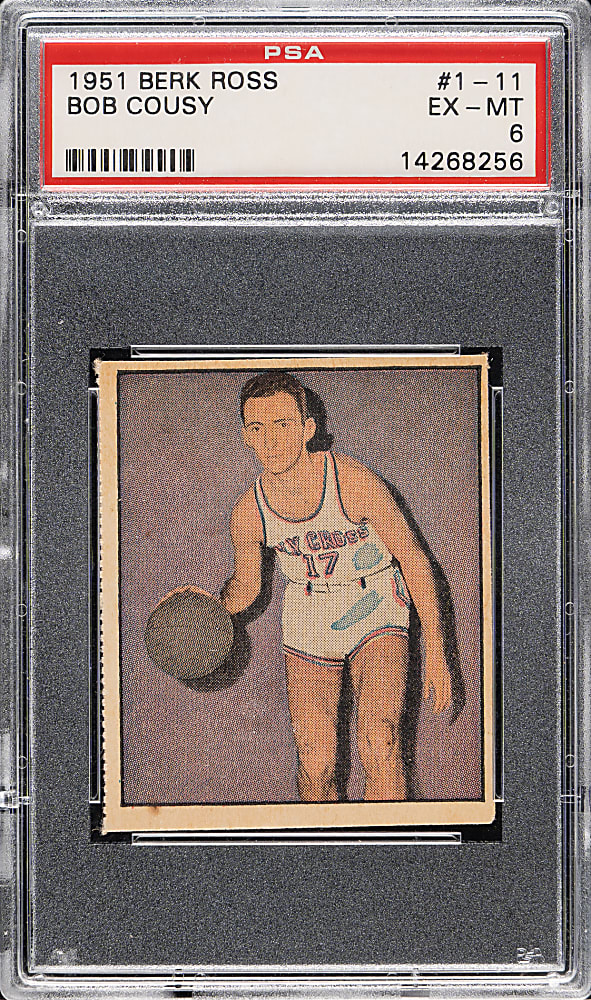 1951 Berk Ross "Hit Parade of Champions" Basketball #1-11 Bob Cousy Rookie PSA EX-MT 6