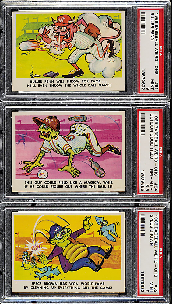1966 Fleer "Baseball Weird-Ohs Stickers" PSA-Graded Complete Set (66)