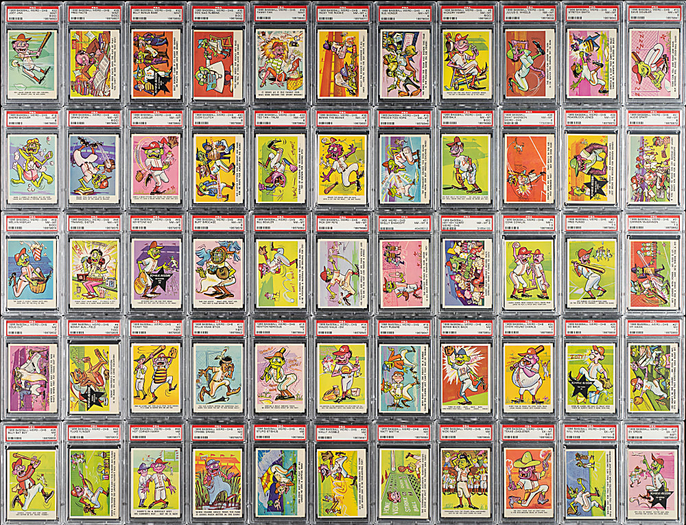 1966 Fleer "Baseball Weird-Ohs Stickers" PSA-Graded Complete Set (66)