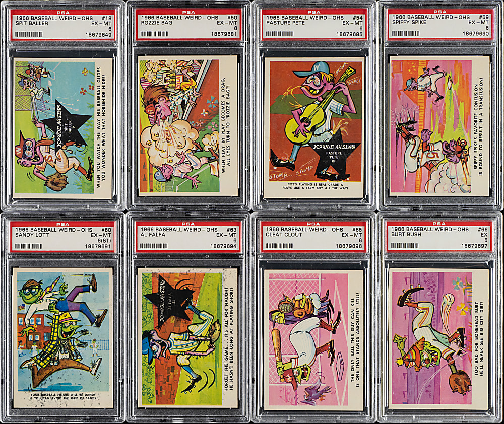 1966 Fleer "Baseball Weird-Ohs Stickers" PSA-Graded Complete Set (66)
