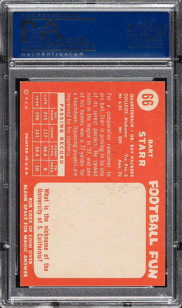 1958 Topps Football #66 Bart Starr PSA NM-MT 8