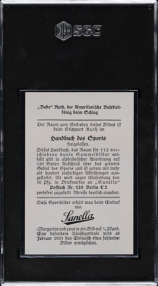 1932 Sanella Margarine Babe Ruth (Type 2) SGC NM+ 7.5