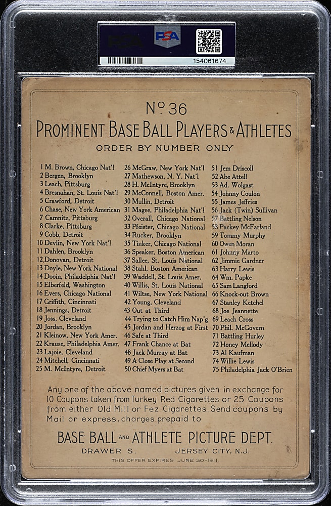 1911 T3 Turkey Red #36 Tris Speaker PSA POOR 1