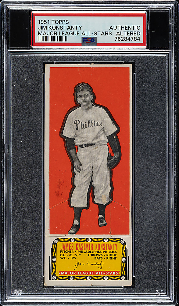 Exceedingly Rare 1951 Topps Major League All-Stars Jim Konstanty PSA Authentic