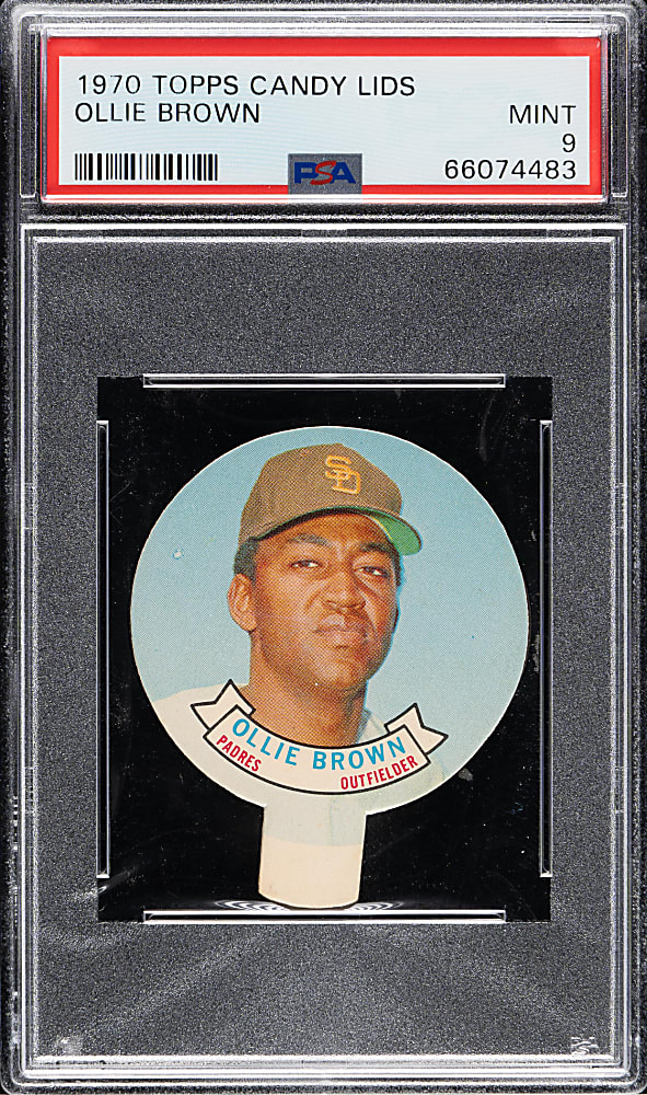 1970 Topps Candy Lids Ollie Brown PSA MINT 9 - 1 of 3 - Highest Graded!