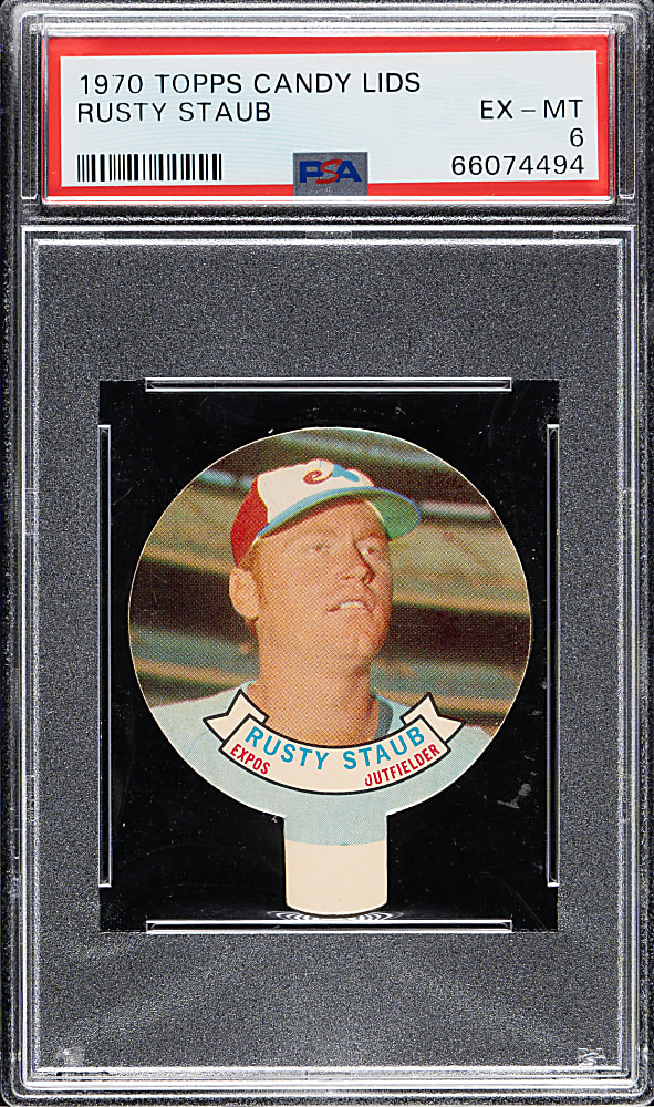 1970 Topps Candy Lids Rusty Staub PSA EX-MT 6